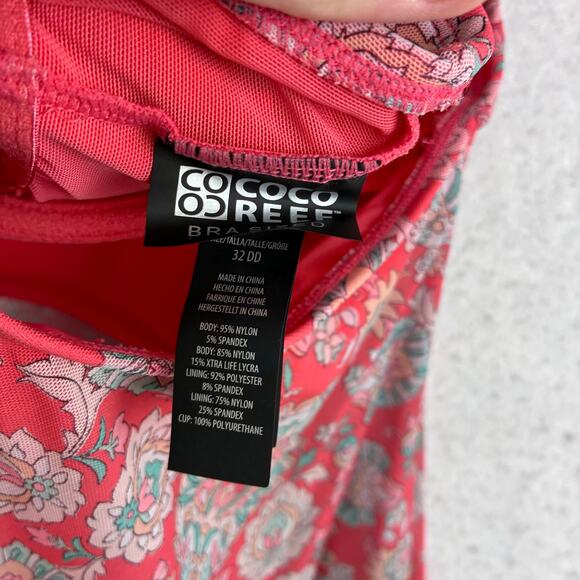 Coco Reef 2 Piece Tankini Top High Waist Bottom Padded 32DD/Small Pink Paisley - Picture 13 of 14